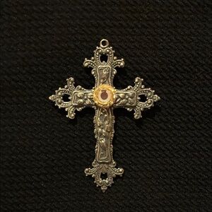 Elegant Silver and Gold Cross Pin / Pendant